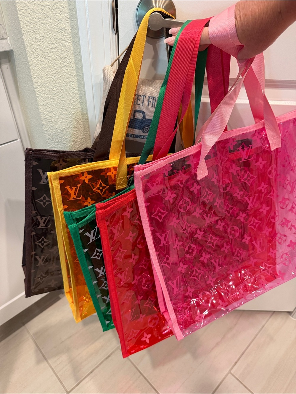 Plastic tote bags - different colors